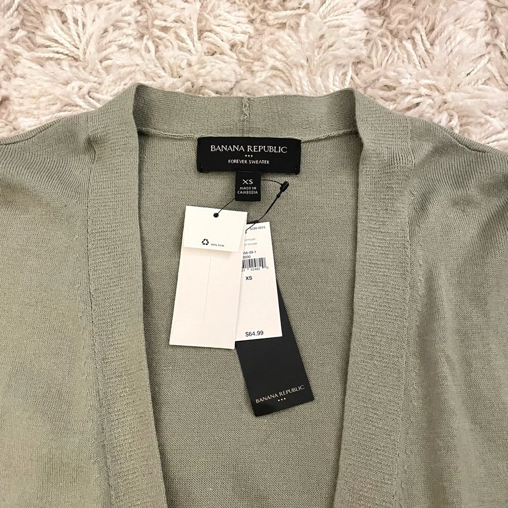 Banana Republic Forever Sweater Cardigan Light Sage V-Neck Button Front XS NWT
